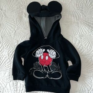 NWOT Disney Parks Mickey Mouse Black Hooded Ears sweatshirt Size 18 Mos.